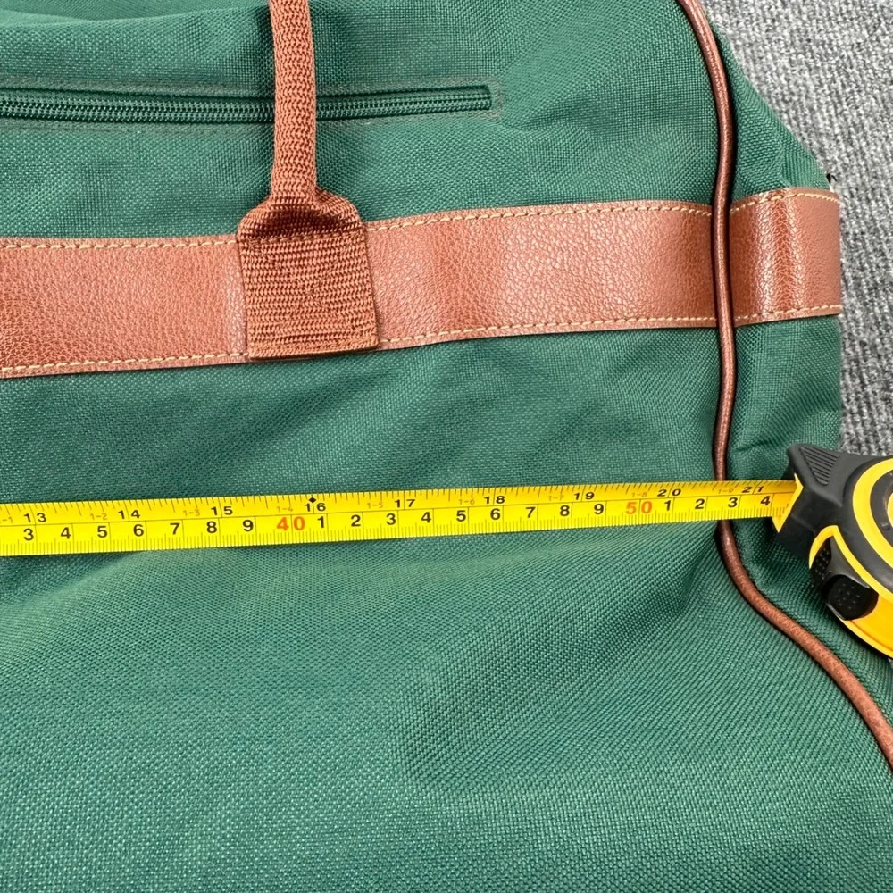 Ralph Lauren Weekender Duffle Bag Large Canvas Faux Leather Green Vintage Travel